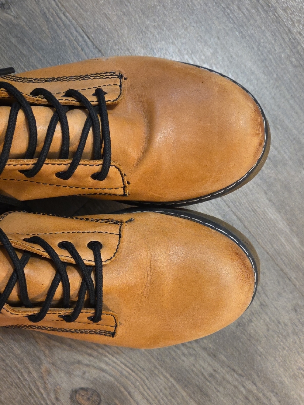 Roolee • "Elvis" Tan Leather Platform Combat Boots - Picture 9 of 12